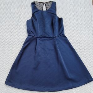 BCBGeneration Navy Fit/Flare Satin and Lace Dress Size 8